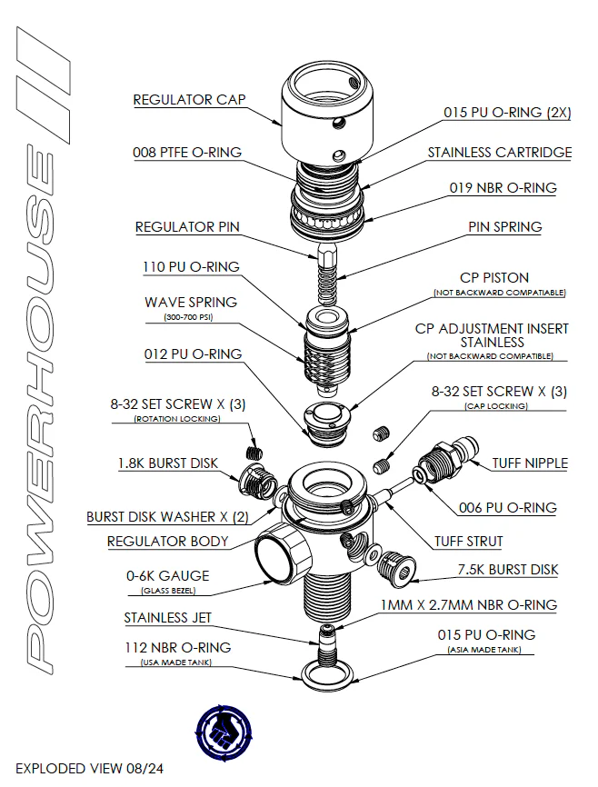 Powerhouse Counterpunch "Longbody" Regulator - Black / Teal Splash - Image 3